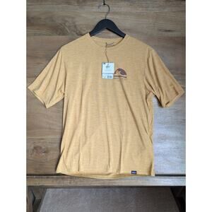Patagonia Shirt Mens Small Gold Capilene Cool Daily Graphic Short Sleeve Tee NWT